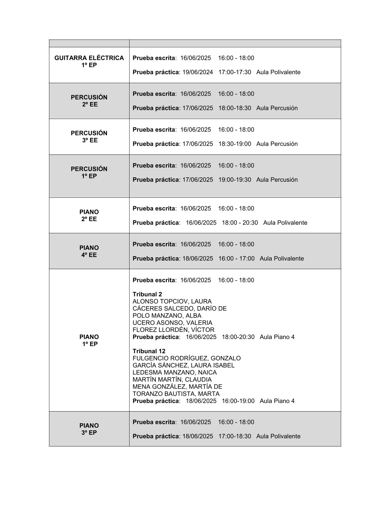Tribunales y pruebas de acceso 1