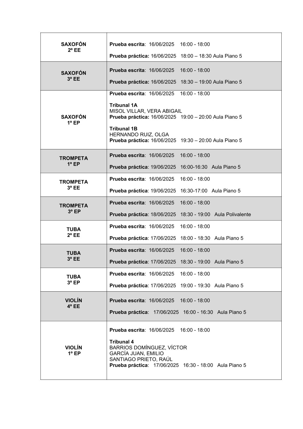 Tribunales y pruebas de acceso 2