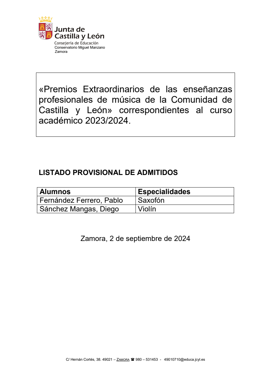 LISTADO PROVISIONAL PREMIOS EXTRAORDINARIOS 