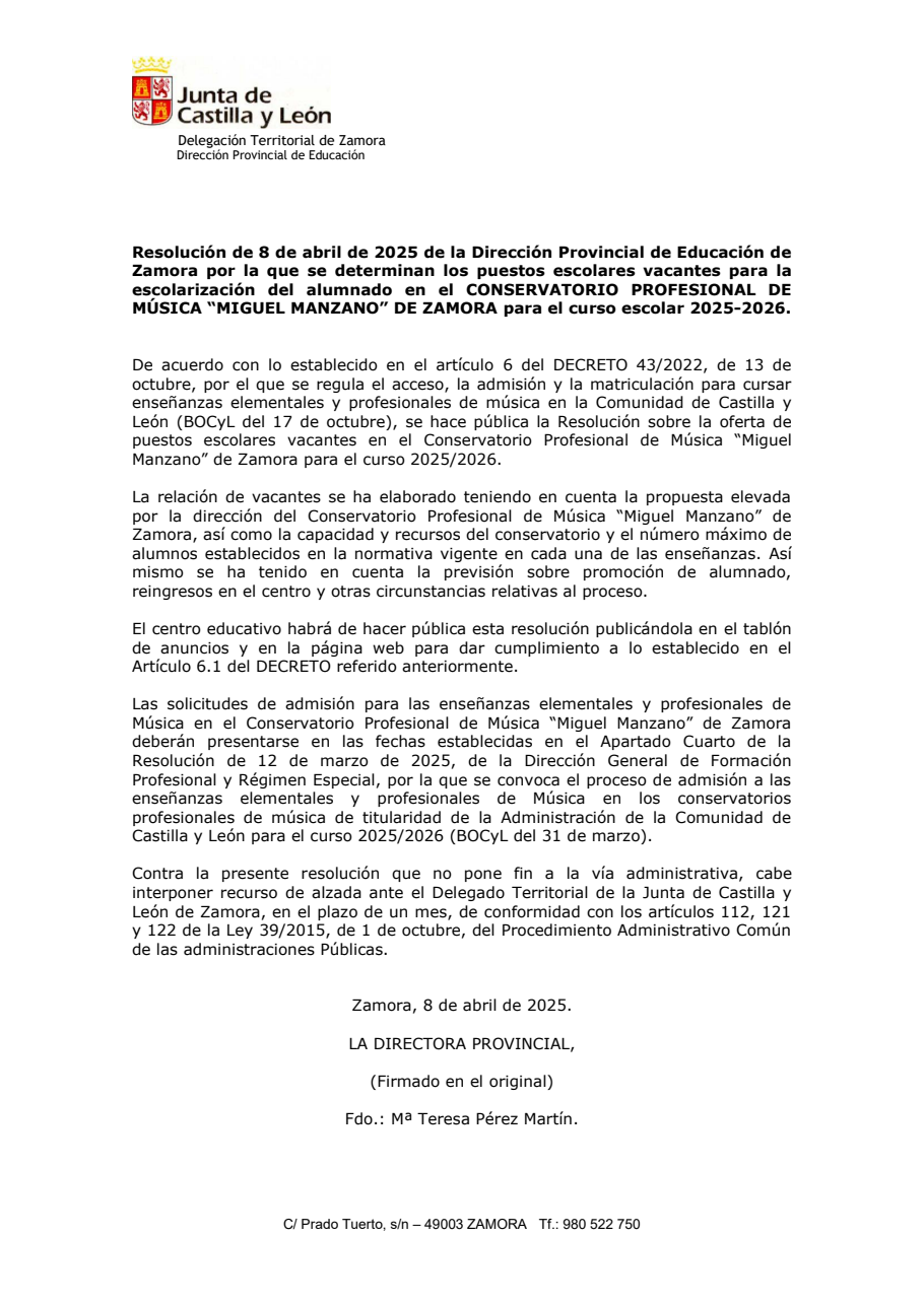 normativa vacantes 25 26